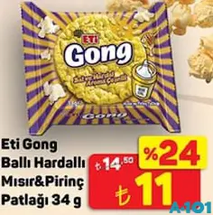 ETİ GONG BALLI HARDALLI MISIR & PİRİNÇ PATLAĞI 34 G ETİ GONG BALLI HARDALLI MISIR & PİRİNÇ PATLAĞI 34 G